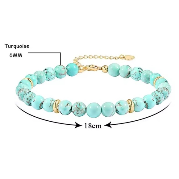 Turquoise Emerald Blue Beaded Bracelet - Picture 3 of 3